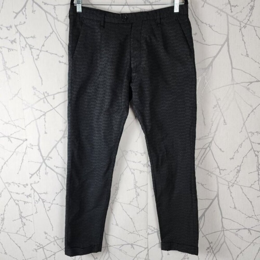 Patrizio Messagerie Black Gray Jacquard Slim Fit Pants